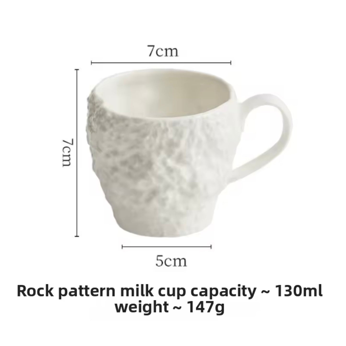 Rock-Textured Ceramic Mug 130ml – Creative Espresso & Tea Cup for Kitchen, Office & Gift