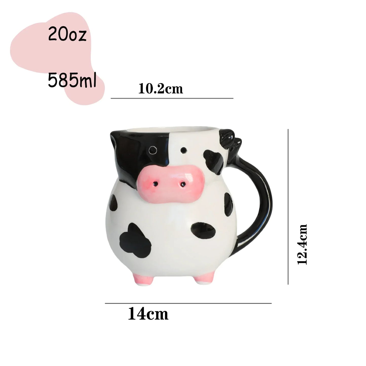 Funny Match with your Turtle Coaster | Cow Ceramic Mug 🐄 585ml/20oz – Coffee ☕, Milk 🥛 & Juice 🍹 Cup for Kids 👶, Breakfast 🍽️ & Christmas 🎁 Gift