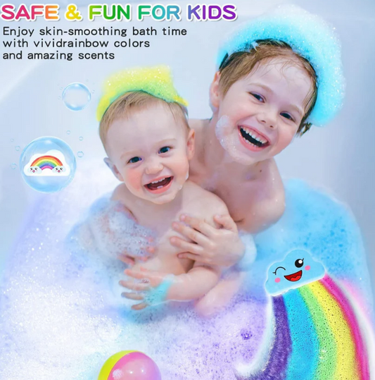 Rainbow Bath Bombs for Kids – 4 PCS Surprise Toy Gift Set for kids & Toddlers