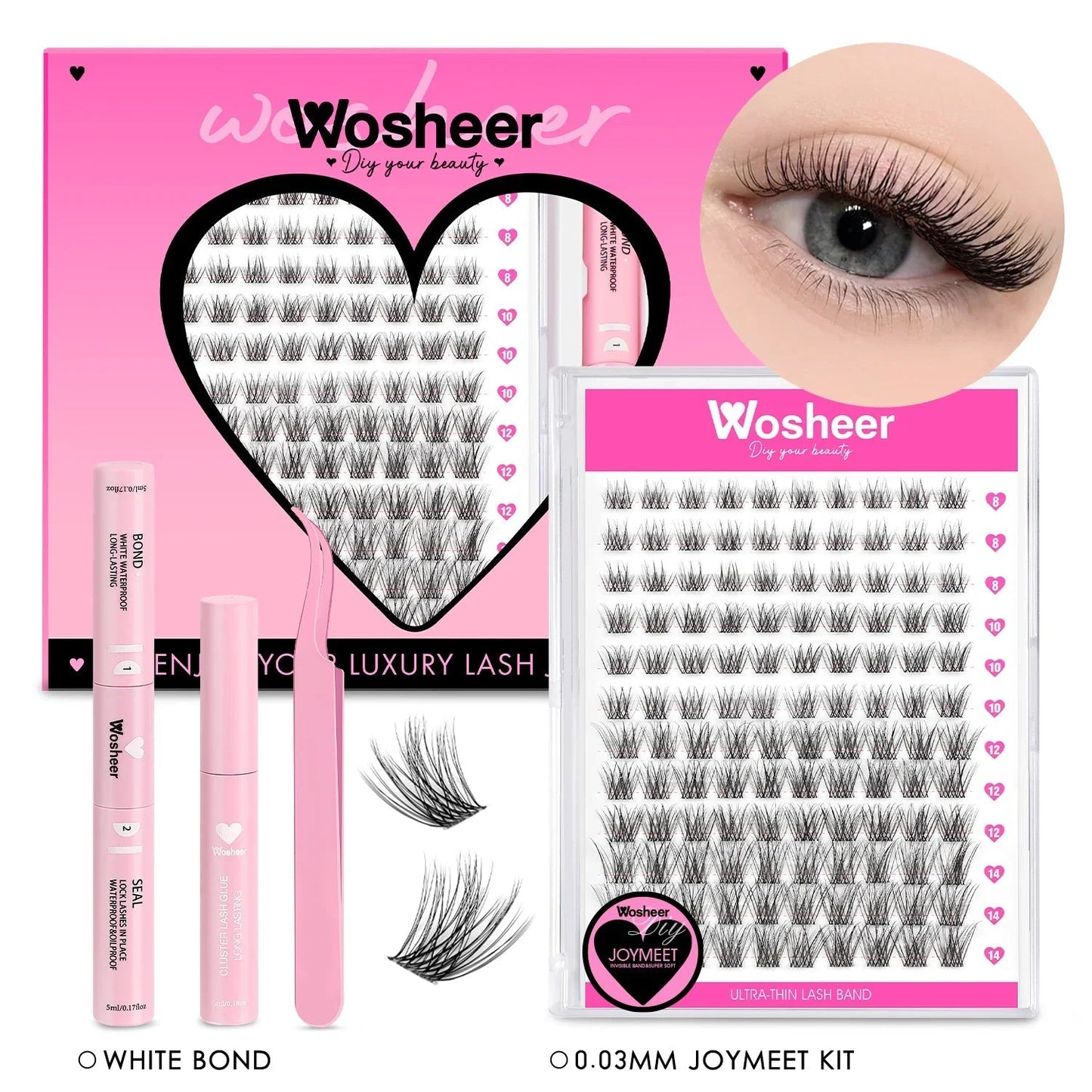 Eyelashes Clusters 320 pcs Natural Eyelash extension Cluster Lashes Volume Mixed Tray Lashes Cluster Natural Lashes