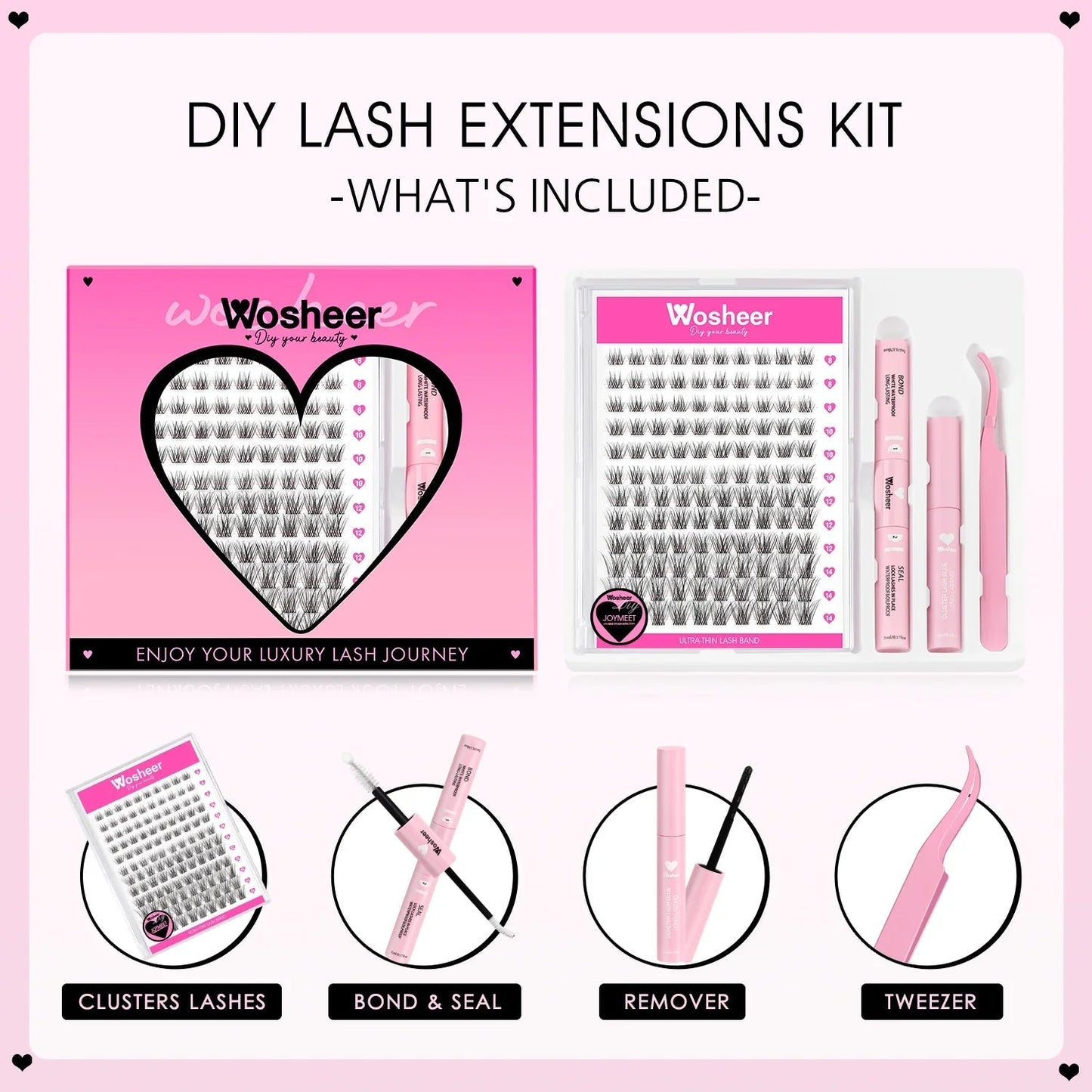 Eyelashes Clusters 320 pcs Natural Eyelash extension Cluster Lashes Volume Mixed Tray Lashes Cluster Natural Lashes