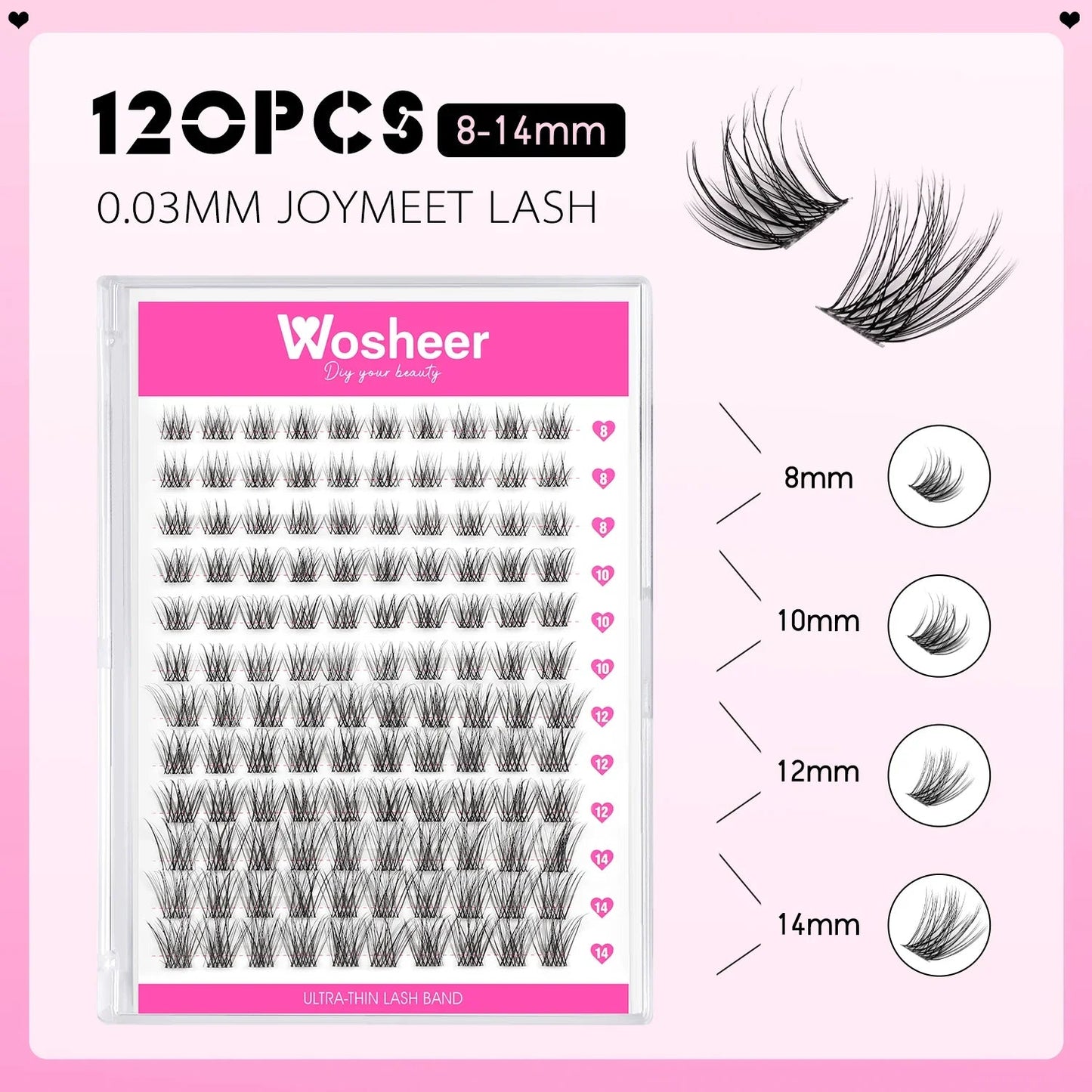 Eyelashes Clusters 320 pcs Natural Eyelash extension Cluster Lashes Volume Mixed Tray Lashes Cluster Natural Lashes