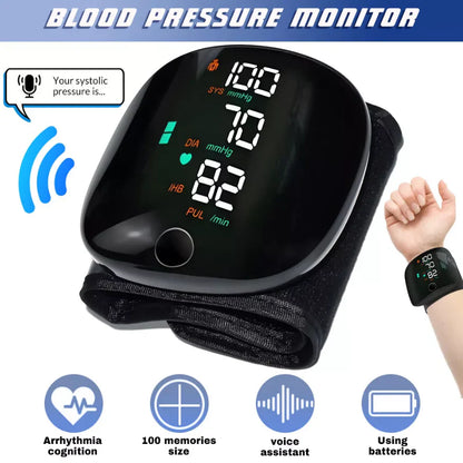 𝐀𝐮𝐭𝐨𝐦𝐚𝐭𝐢𝐜 𝐖𝐫𝐢𝐬𝐭 𝐁𝐏 𝐌𝐨𝐧𝐢𝐭𝐨𝐫™ - Clinically Accurate w/ Large Backlit Display, Adjustable Cuff, Voice Broadcast & Case