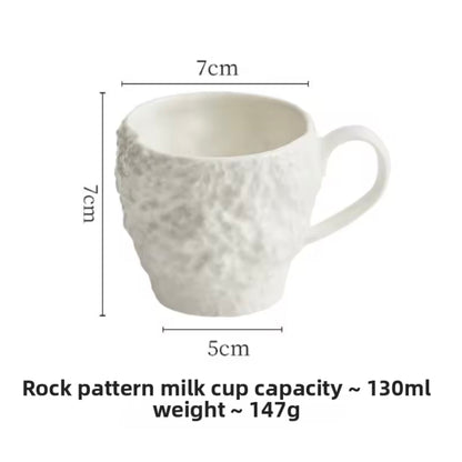 Rock-Textured Ceramic Mug 130ml – Creative Espresso & Tea Cup for Kitchen, Office & Gift