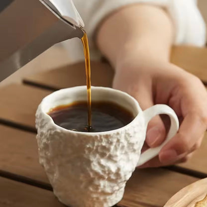 Rock-Textured Ceramic Mug 130ml – Creative Espresso & Tea Cup for Kitchen, Office & Gift