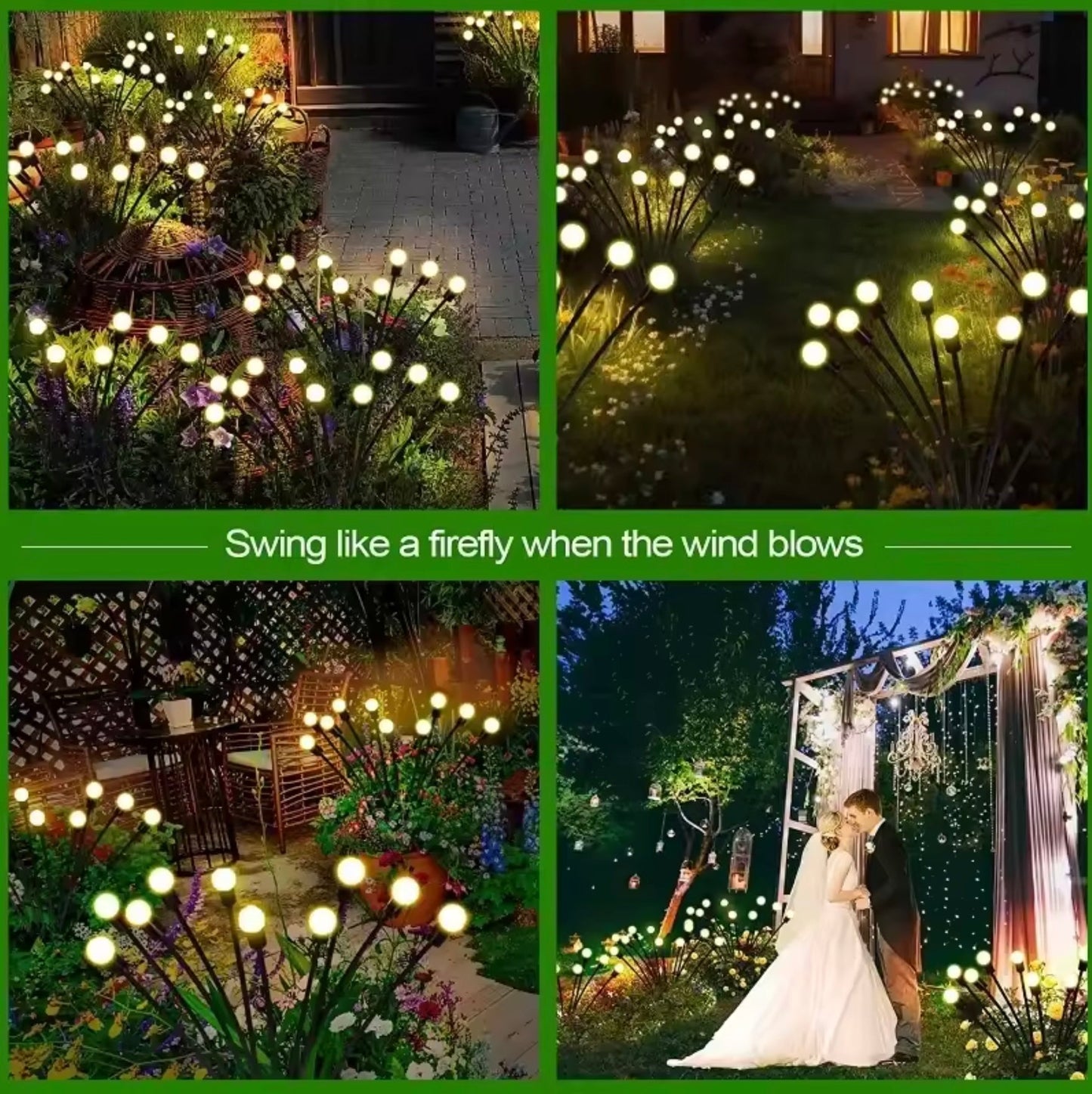 10 Outdoor Lights Solar Lawn Lamp Garden Lamp LED Wind-driven Firefly Ground Plug Lamp for Garden Lawn Landscape Holiday Light