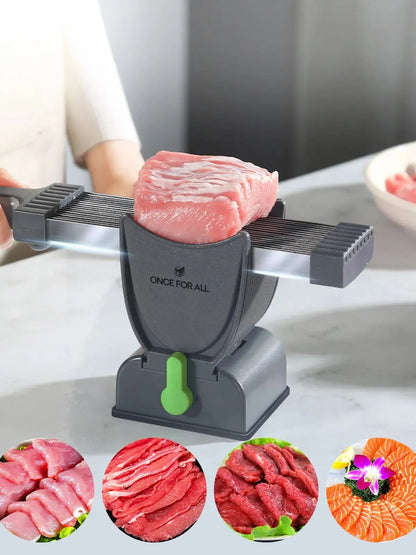 Meat Slicer For Fresh Raw Meat, Adjustable Thickness 2 Or 4 Mm, 17-In-1 Stainless Steel Meat Cleaver Kitchen Knife