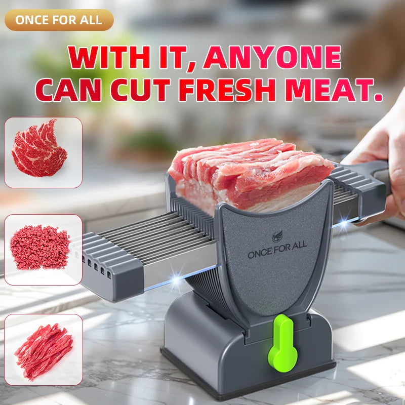 Meat Slicer For Fresh Raw Meat, Adjustable Thickness 2 Or 4 Mm, 17-In-1 Stainless Steel Meat Cleaver Kitchen Knife