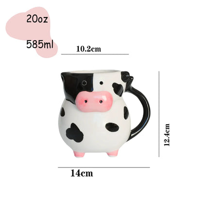 Funny Match with your Turtle Coaster | Cow Ceramic Mug 🐄  585ml/20oz – Coffee ☕, Milk 🥛 & Juice 🍹 Cup for Kids 👶, Breakfast 🍽️ & Christmas 🎁 Gift
