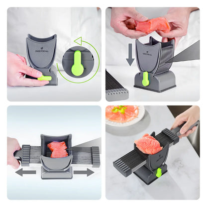 Meat Slicer For Fresh Raw Meat, Adjustable Thickness 2 Or 4 Mm, 17-In-1 Stainless Steel Meat Cleaver Kitchen Knife