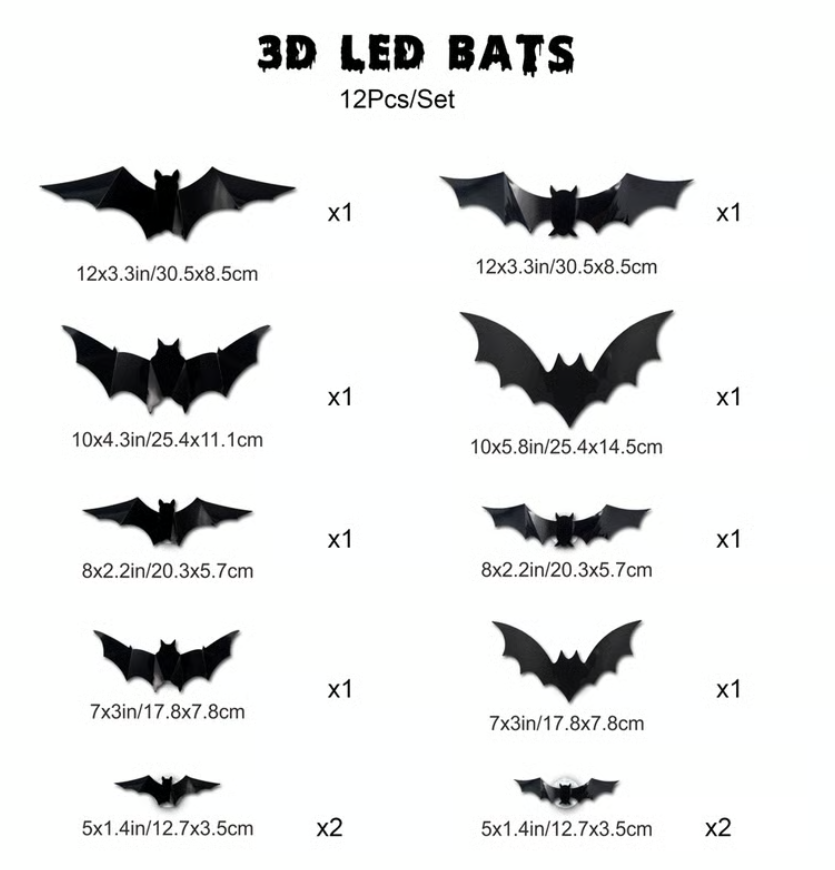 🦇Halloween 3D Lighted Bats