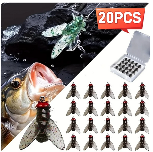 20 Flylure™ Hooks | realistic flies for big catches