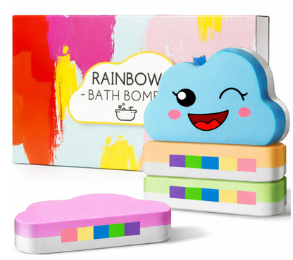 Rainbow Bath Bombs for Kids – 4 PCS Surprise Toy Gift Set for kids & Toddlers