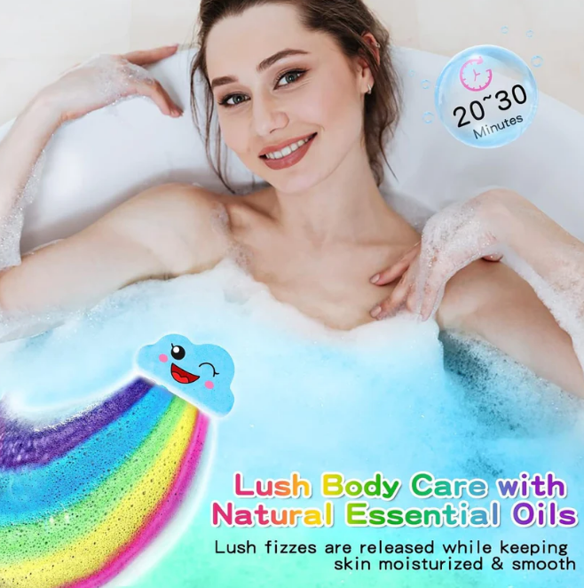 Rainbow Bath Bombs for Kids – 4 PCS Surprise Toy Gift Set for kids & Toddlers