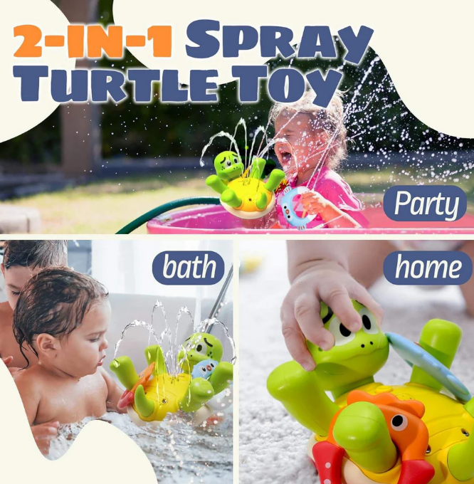 AquaSpin™ Swimming Turtle Bath Toy – Rechargeable Rotating Spray Baby Bath Toy, Cute Sensory Water Toy for Toddlers & Kids
