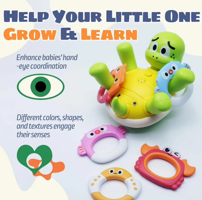 AquaSpin™ Swimming Turtle Bath Toy – Rechargeable Rotating Spray Baby Bath Toy, Cute Sensory Water Toy for Toddlers & Kids