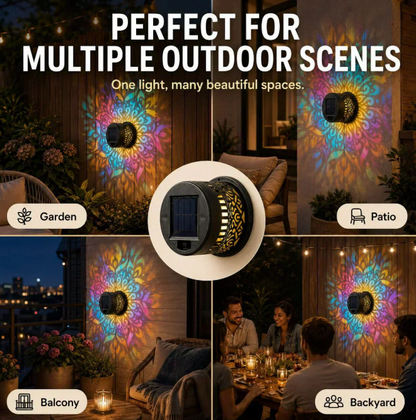 Solar Mandala Wall Light | Outdoor Garden Fence Projector Lamp 🪐🌌