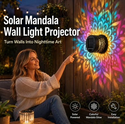 Solar Mandala Wall Light | Outdoor Garden Fence Projector Lamp 🪐🌌