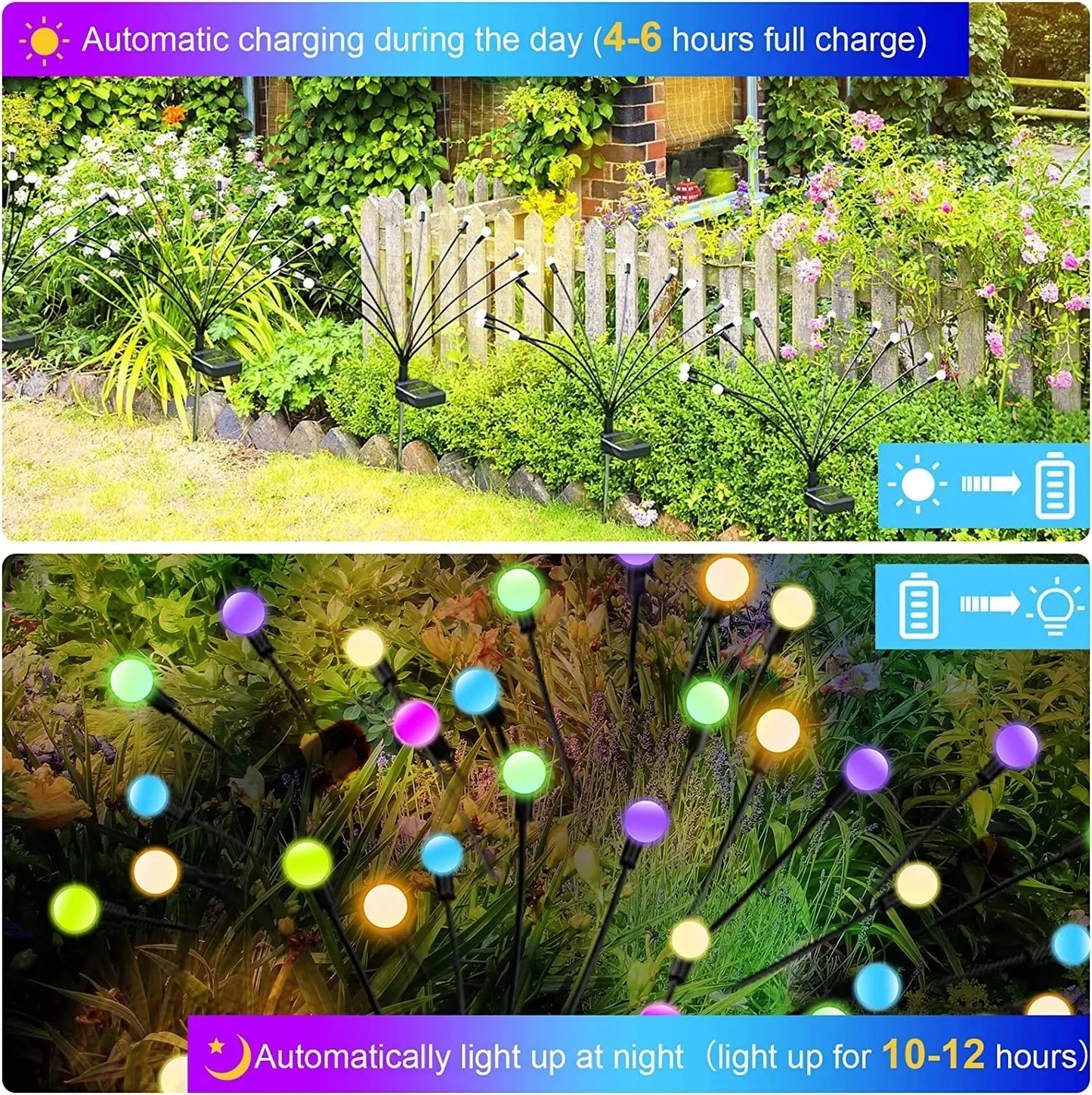 10 Outdoor Lights Solar Lawn Lamp Garden Lamp LED Wind-driven Firefly Ground Plug Lamp for Garden Lawn Landscape Holiday Light